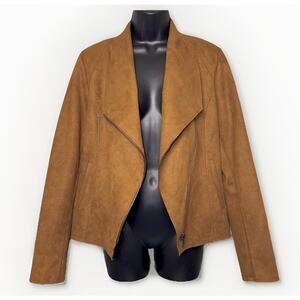 Kut from Kloth Evereve Medium Mocha Brown Asymmetrical Faux Suede Moto Jacket